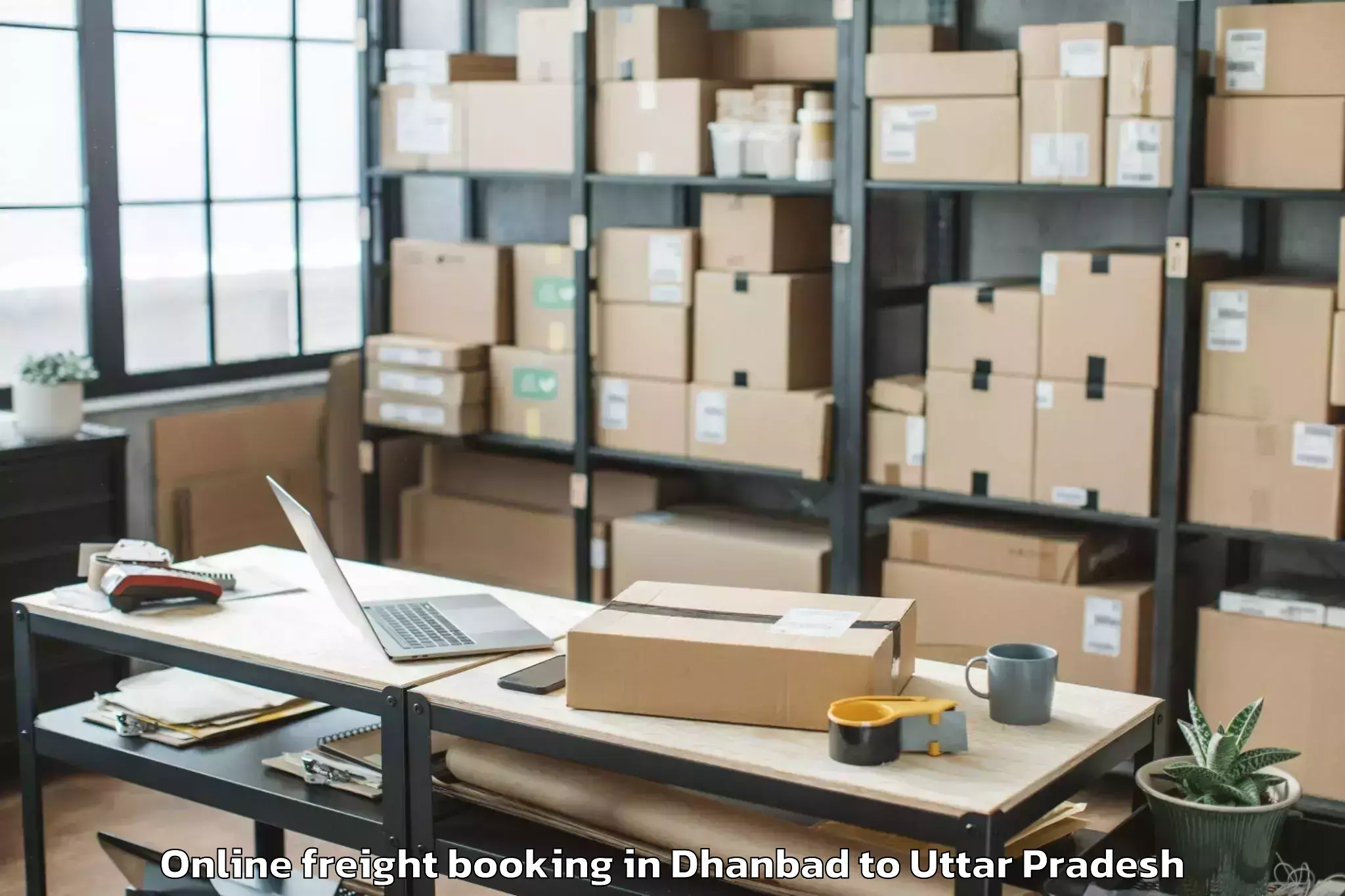 Book Dhanbad to Usehat Online Freight Booking